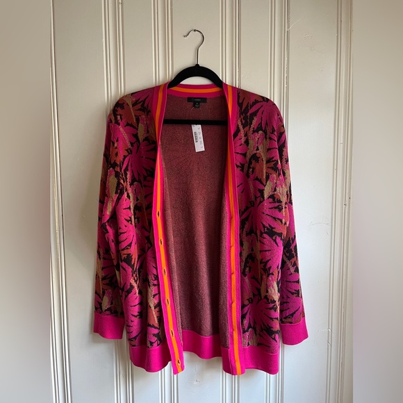 J. Crew NWT Boyfriend cardigan sweater in palm print Medium - Picture 3 of 6
